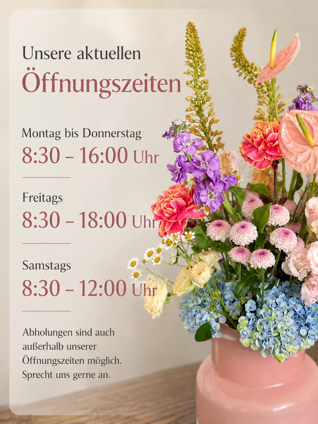 Aktuelle Öffnungszeiten von Blumen Niebergall
